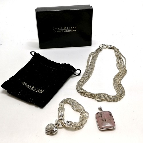 308 - Joan Rivers boxed silver tone bracelet & necklace (50cm) set t/w stone set pendant ~ SOLD IN AID OF ... 