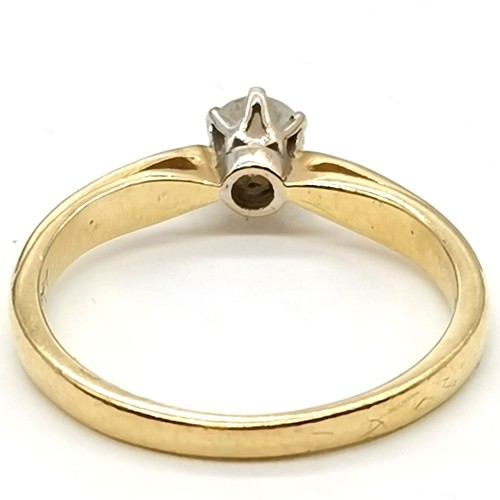 319 - 18ct hallmarked gold solitaire diamond ring - size L½ & 2.4g total weight ~ the diamond is approx 4m... 