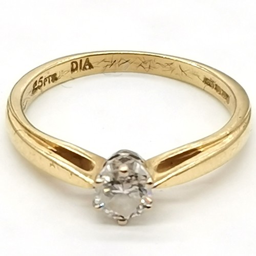 319 - 18ct hallmarked gold solitaire diamond ring - size L½ & 2.4g total weight ~ the diamond is approx 4m... 