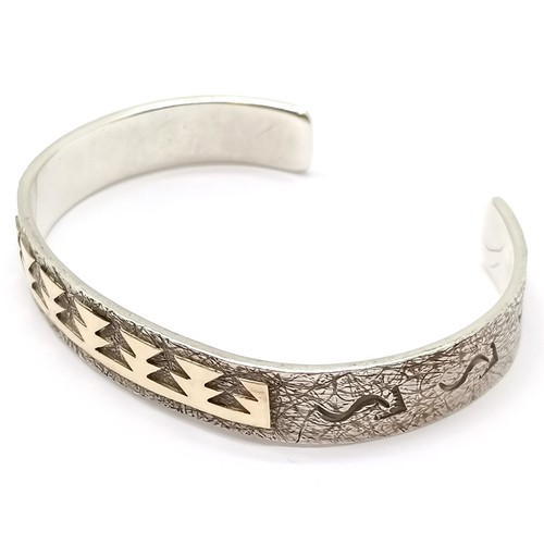 339 - Sterling silver (with 14ct detail) bangle by JT - 24g total weight