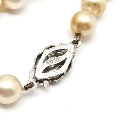 349 - Vulcain ladies watch, gold tone bracelet, pearl earrings & strand of pearls with silver clasp