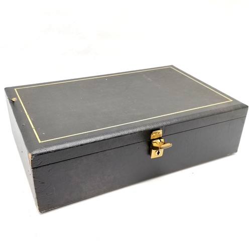 350 - Black jewellery box containing qty of jewellery inc 12 x silver rings (total weight 34g) - box 34cm ... 