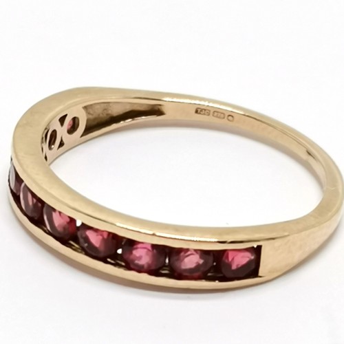 375 - 9ct hallmarked gold pink topaz channel set ring - size P½ & 1.8g total weight