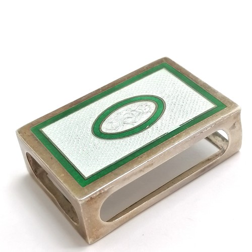 490 - 1909 silver enamel matchbox holder by Levi & Salaman (slight distortion but enamel in good condition... 