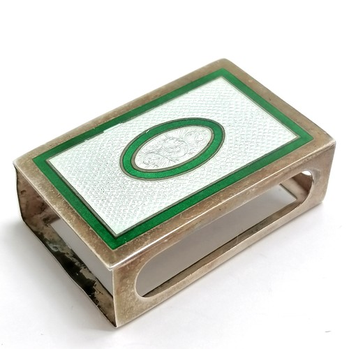 490 - 1909 silver enamel matchbox holder by Levi & Salaman (slight distortion but enamel in good condition... 