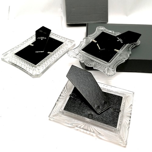 46 - 3 x Waterford crystal glass photograph frames - largest 22cm x 17cm ~ 2 boxed & 1 in retail pouch ~ ... 