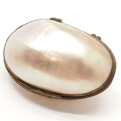 50 - Mother of pearl trinket box t/w Jerusalem shell baptismal dish (12.5cm x 14cm)