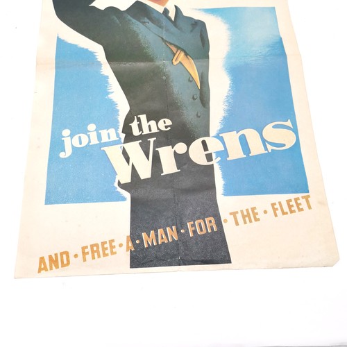 51 - 'Join the wrens' poster - 56.5cm x 36.5cm ~ has been folded into quarters and has small tear on left... 