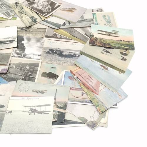 72 - Collection of biplane postcards inc AIR-Co, crash, Wilbur Wright, Farman, Grahame-White, Lefebre, Av... 