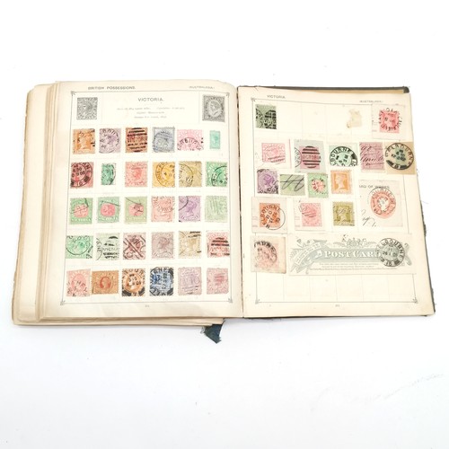 75 - Vintage Strand stamp album with useful collection of stamps inc 1840 GB 1d penny black etc ~ the alb... 