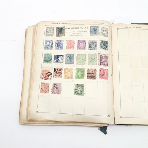 75 - Vintage Strand stamp album with useful collection of stamps inc 1840 GB 1d penny black etc ~ the alb... 