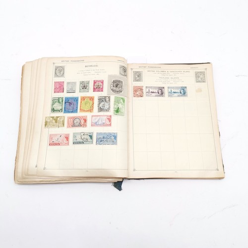 75 - Vintage Strand stamp album with useful collection of stamps inc 1840 GB 1d penny black etc ~ the alb... 