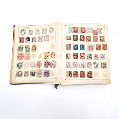 75 - Vintage Strand stamp album with useful collection of stamps inc 1840 GB 1d penny black etc ~ the alb... 