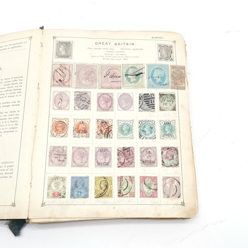 75 - Vintage Strand stamp album with useful collection of stamps inc 1840 GB 1d penny black etc ~ the alb... 