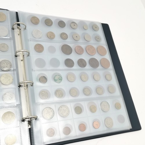 185 - Coin album with collection of world & GB coins inc silver