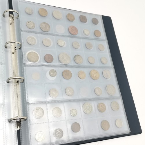 185 - Coin album with collection of world & GB coins inc silver