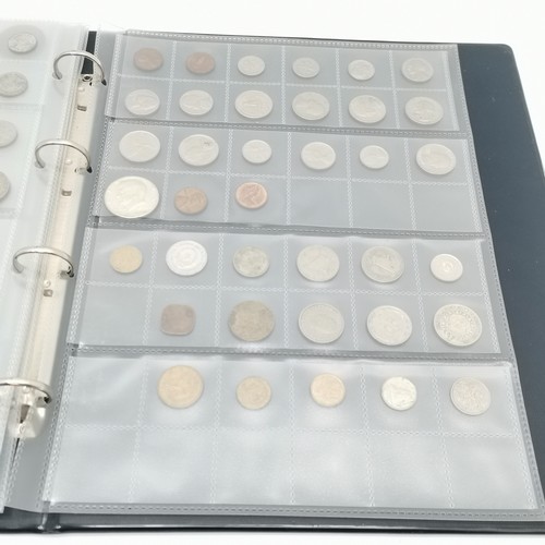 185 - Coin album with collection of world & GB coins inc silver