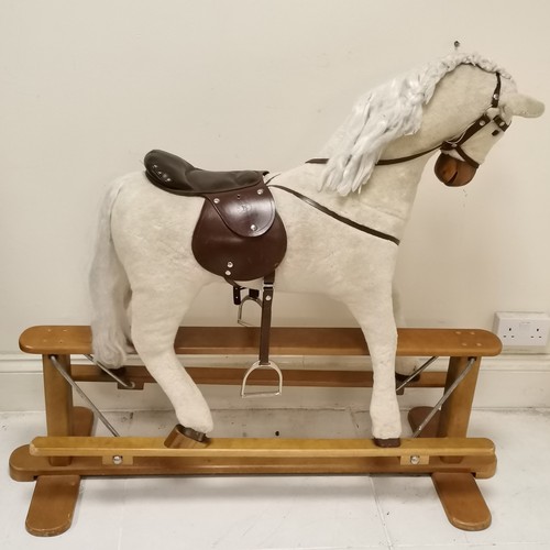 190 - Mamas & Papas plush rocking horse - 114cm wide x 109cm high ~ missing 1 stud to saddle & scuffs to r... 