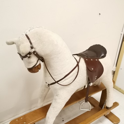 190 - Mamas & Papas plush rocking horse - 114cm wide x 109cm high ~ missing 1 stud to saddle & scuffs to r... 