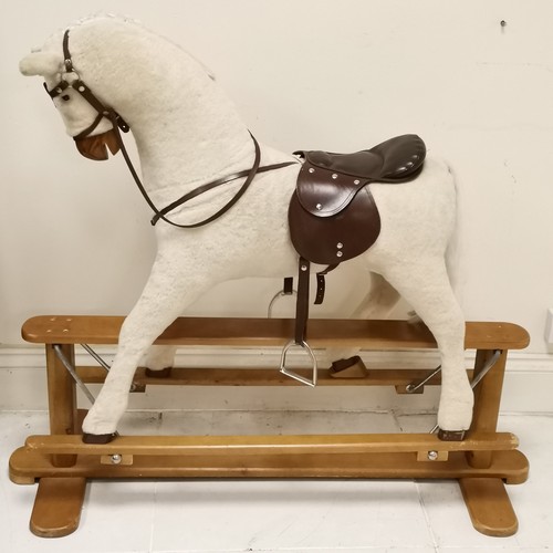 190 - Mamas & Papas plush rocking horse - 114cm wide x 109cm high ~ missing 1 stud to saddle & scuffs to r... 