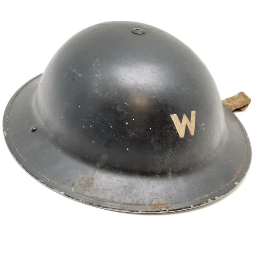 192 - Original WWII Air Raid Precaution wardens helmet - 28.5cm x 31cm & some slight paint losses otherwis... 