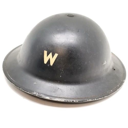 192 - Original WWII Air Raid Precaution wardens helmet - 28.5cm x 31cm & some slight paint losses otherwis... 