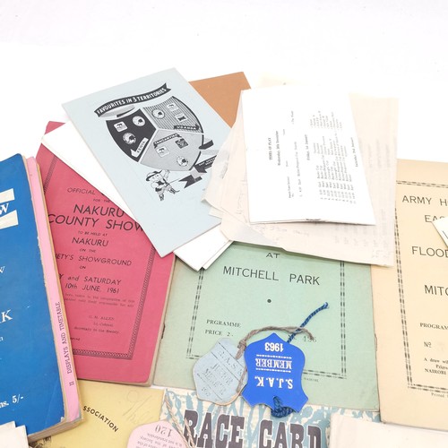 196 - Qty of mostly horse related ephemera in Kenya inc Muthaiga, 1963 Mitchell Park Royal Show etc