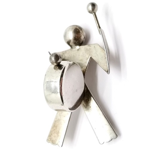 359 - Charles Horner 1948 Chester silver novelty drummer boy brooch - Regd 857611 - 5cm & 11g ~ note the d... 