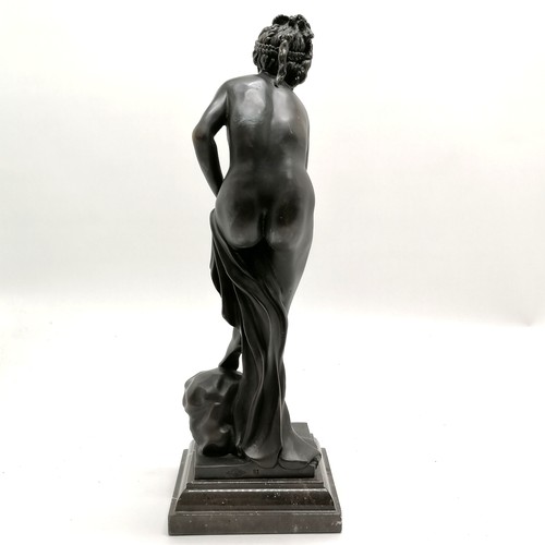 15 - Bronze figure of a classical nude lady (with foundry mark) on a marble base - 45.5cm high and has so... 