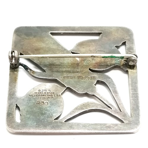 360 - Georg Jensen 1947 silver birds with wheatsheaf brooch #250 - 3.8cm square & 19.8g