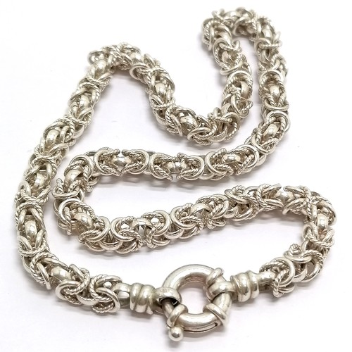 371 - Silver fancy link neckchain (42cm) t/w matched unmarked earrings - 69g