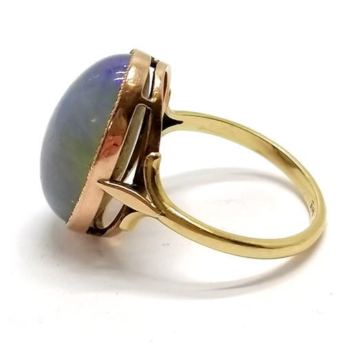 375 - 9ct marked gold cabochon opal stone set ring - size P½ & 4.8g total weight ~ stone has light surface... 