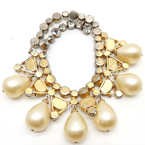 384 - Scaasi white paste / mock pearl collar necklace - 36cm long