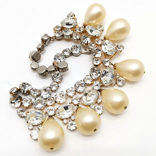 384 - Scaasi white paste / mock pearl collar necklace - 36cm long