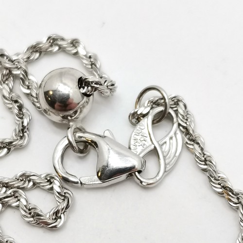 394 - Bolivia 14ct white gold chain with heart pendant detail - 48cm + 11cm drop & 3.2g