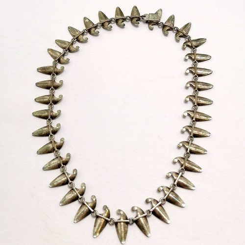 431 - Einer Modahl Norway silver & green enamel collar necklace - 36cm & total weight 32g ~ no obvious dam... 