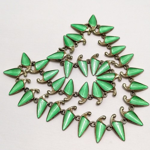 431 - Einer Modahl Norway silver & green enamel collar necklace - 36cm & total weight 32g ~ no obvious dam... 