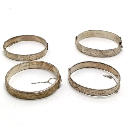 433 - 5 x silver bangles inc antique ~ 110g & all slight a/f