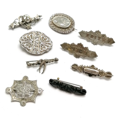 456 - Qty of mostly silver antique brooches inc Edith, Lucy etc - 31g total weight (lot) ~ all in used con... 