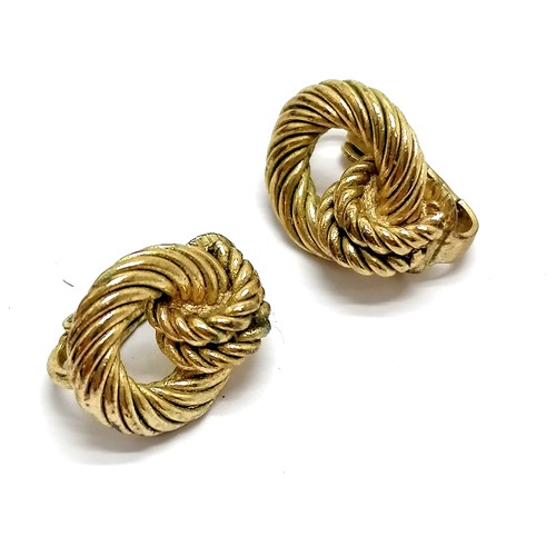 480 - Christian Dior gold tone rope design clip-on earrings