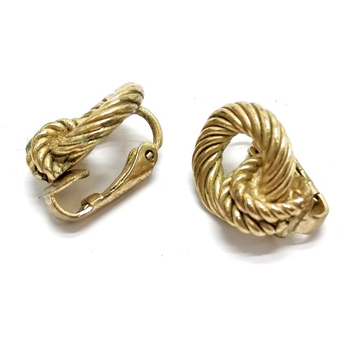 480 - Christian Dior gold tone rope design clip-on earrings