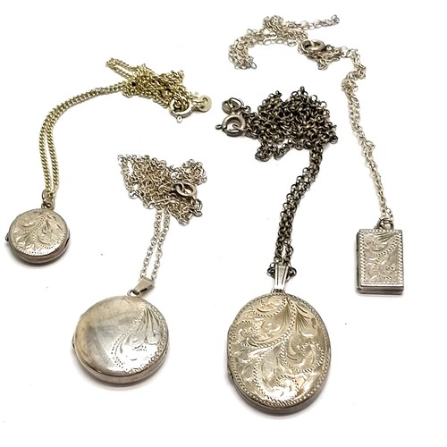 499 - 4 x silver lockets on chains - largest locket 4cm drop ~ total weight 22g - SOLD ON BEHALF OF THE NE... 