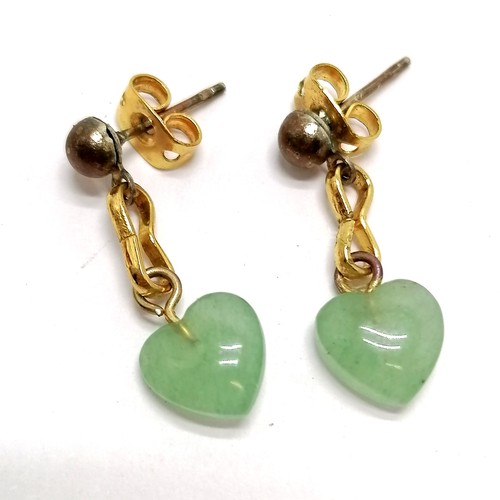 504 - Pair of Chinese peking glass screw back earrings, hand carved jade buddha pendant etc - SOLD ON BEHA... 