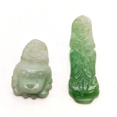 504 - Pair of Chinese peking glass screw back earrings, hand carved jade buddha pendant etc - SOLD ON BEHA... 