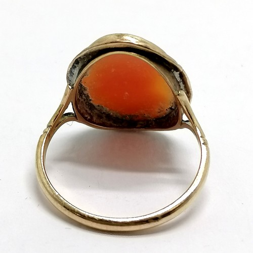 506 - 9ct marked gold hand carved cameo portrait ring - size Q½ & 3.2g total weight - SOLD ON BEHALF OF TH... 