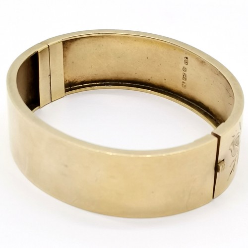 519 - Antique 1884 silver gilt bangle - 6.2cm across & 20g ~ slight dent to reverse otherwise in good brig... 