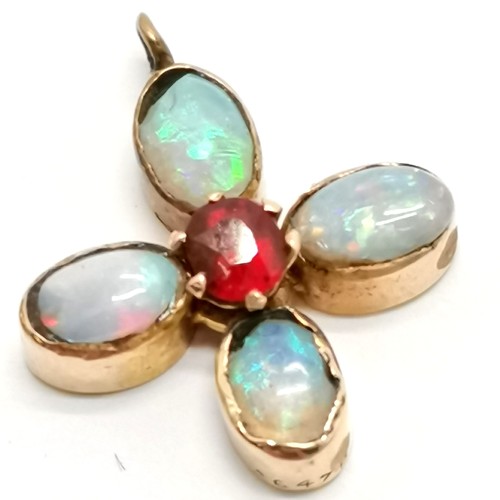 526 - 2 x antique pendants - opal / red stone (2 stones are a/f) & small hole on detail of the other ~ 3g ... 