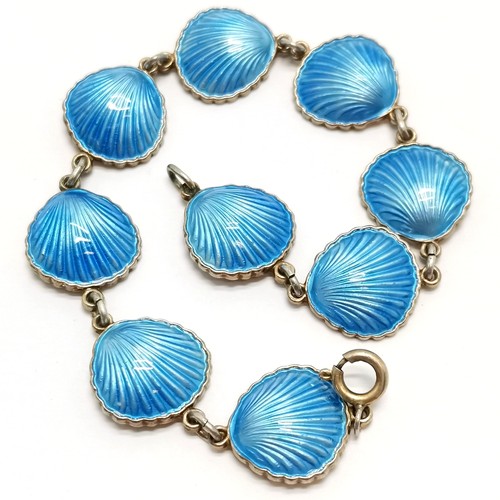 565 - Elvik & Co Norwegian silver & enamel shell link bracelet - 18cm & 13g ~ no obvious damage