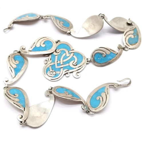 596 - Mexican silver & enamel collar - approx 40cm long & 45g total weight ~ slight losses to enamel