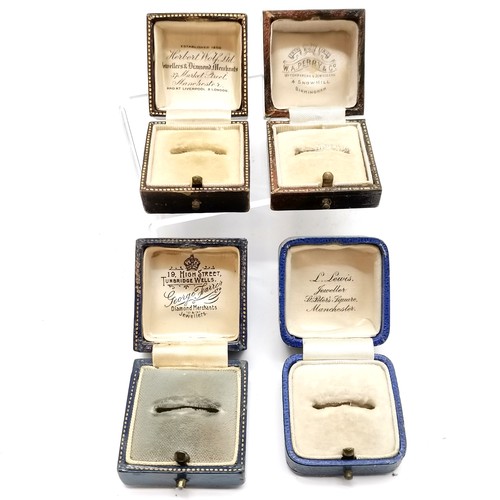 633 - 4 x antique / vintage ring boxes - L Lewis (Manchester), W A Perry (Birmingham), George Farrer (Tunb... 